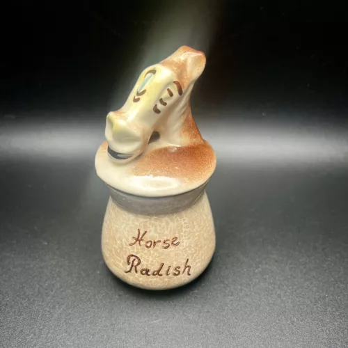 Vintage 1950’s Kitschy Horseradish Condiment Jar Rare Collectable Anthropomorp