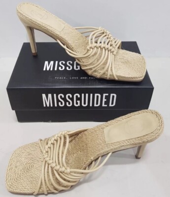 Missguided Sand Rope Sole Knotted Heeled Sandals Size UK