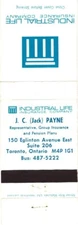 J.C. Jack Payne Industrial Life Insurance Company Vintage Matchbook Cover