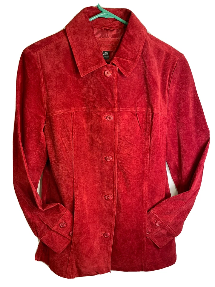 Chaqueta De Colección JACLYN SMITH Gamuza Genuina Cuero Rojo M Nueva Con Etiquetas Foto 3 de 4