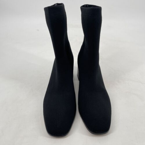 Via Spiga womens size 9.5 Sienna square toe sock Boot black stretch knit pull on - Picture 2 of 9