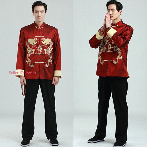 Mens Chinese Traditional Tang Suit Martial Arts Kung Fu Tai Chi Coat Uniform Top - Picture 10 of 20
