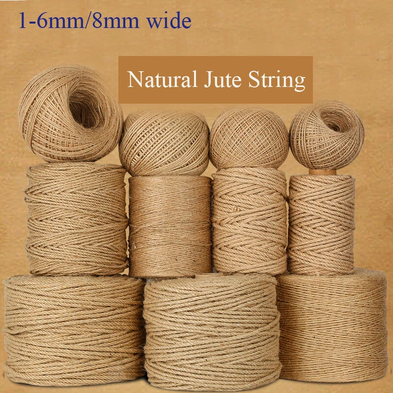 DIY Natural Jute Hessian Twine String Rustic Brown Cord Shabby 1-8mm Wide  Craft