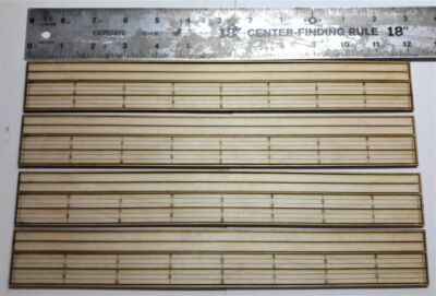 O scale 3-rail Straight track Railroad Plank floor, laser engraved wood (24 in).