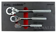3PC Knurled Ratchet Handle Drive Sizes 1/4", 3/8" , 1/2" W/ Foam display box