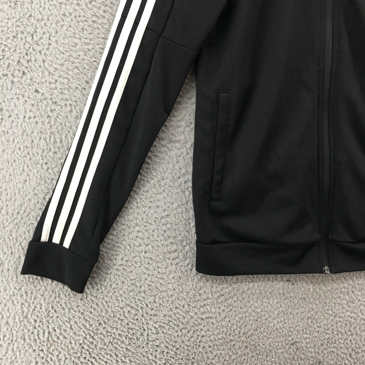 Adidas Track Jacket Mens Small Black Zip Up Long Sleeve Mock
