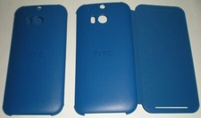 Lote de 2 fundas abatibles para HTC One M8, carcasa trasera rígida, tela abatible, AZUL, nuevas