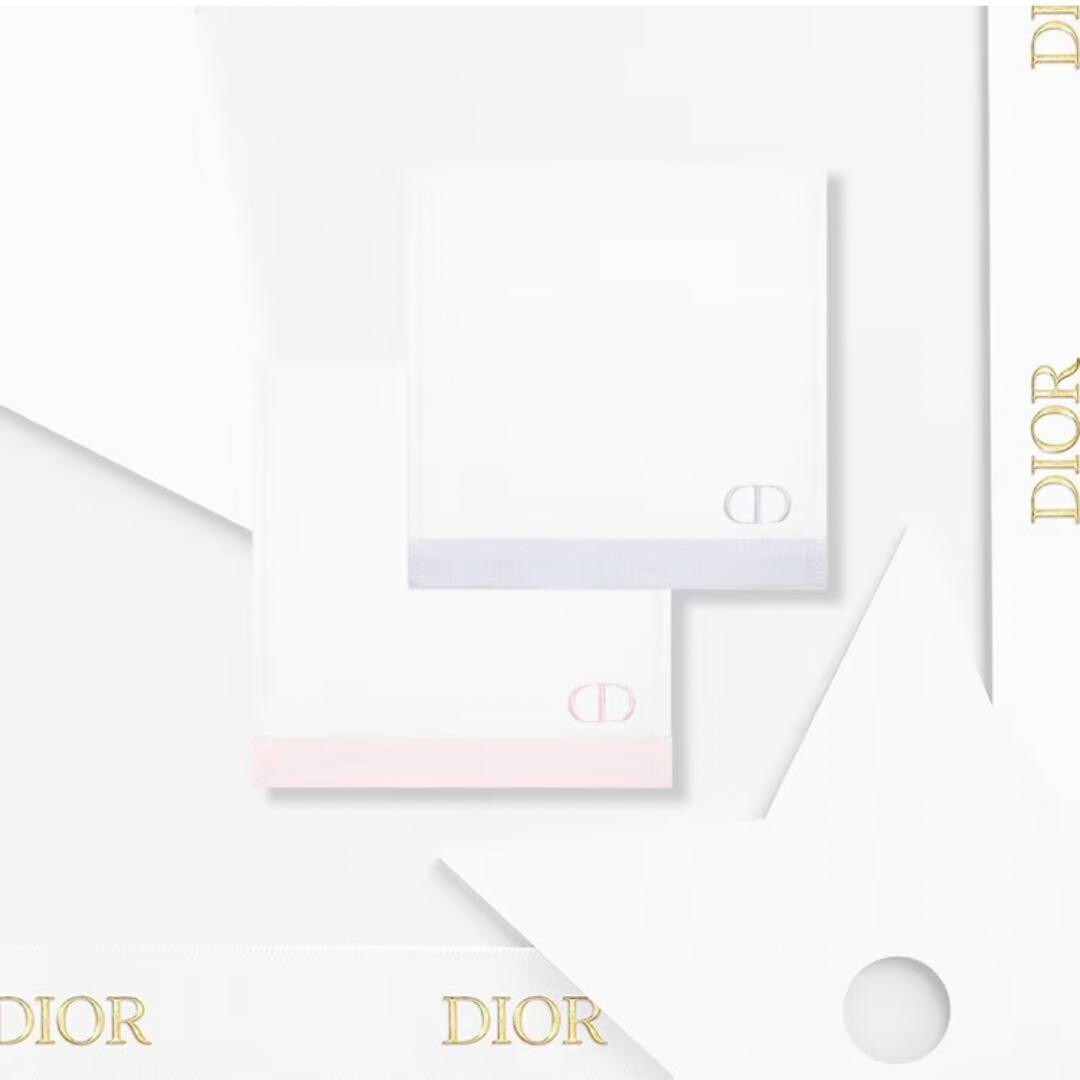 Christian Dior Novelty 2 hand towels with purse (30cm x 40cm) pink gray