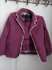 Girls Gap Matching Blazer And Skirt Set - Purple Tweed Floral Trim Size XS 4-5