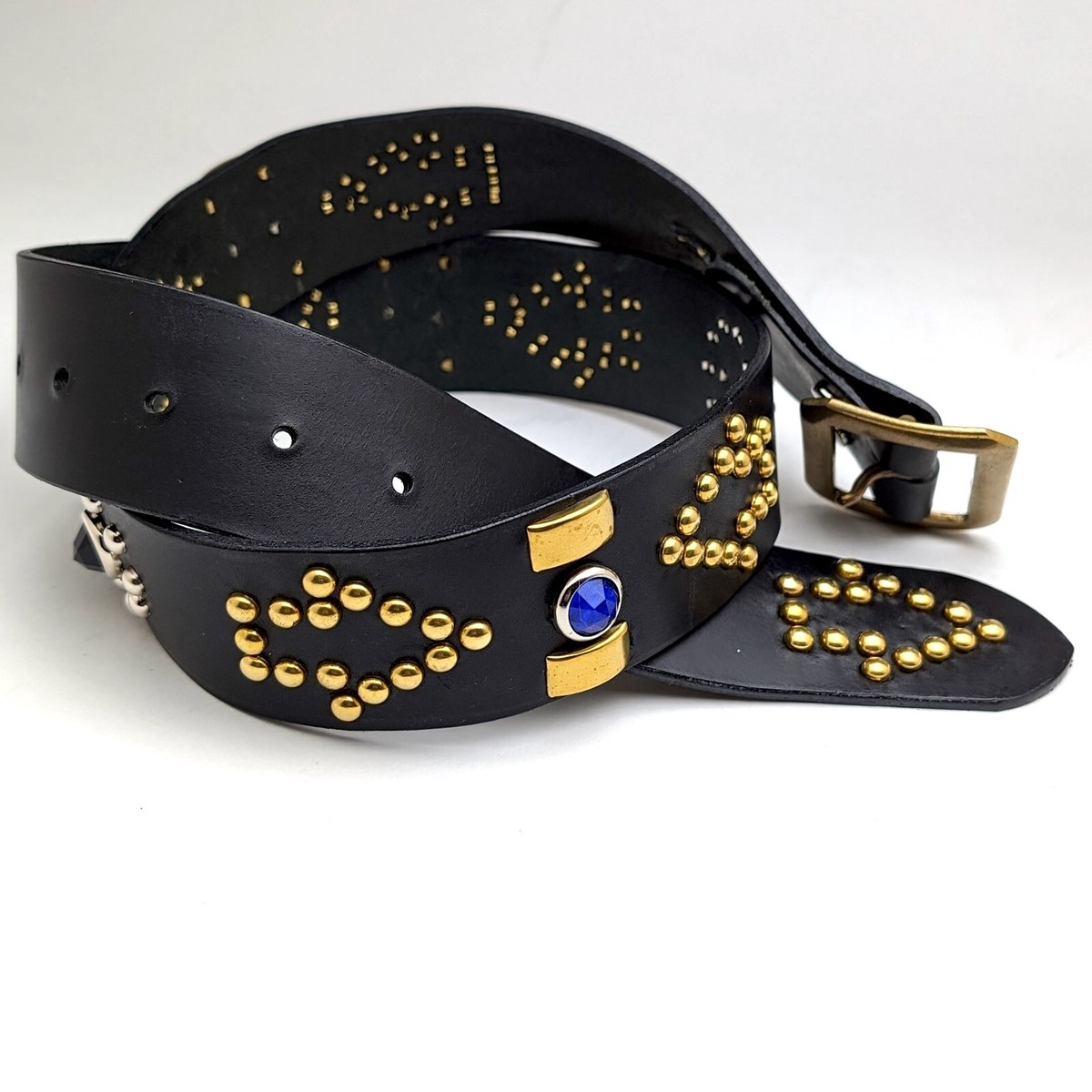 小物 gabardine k.t leather pattern studs belt gabardine k.t leather pattern studs belt