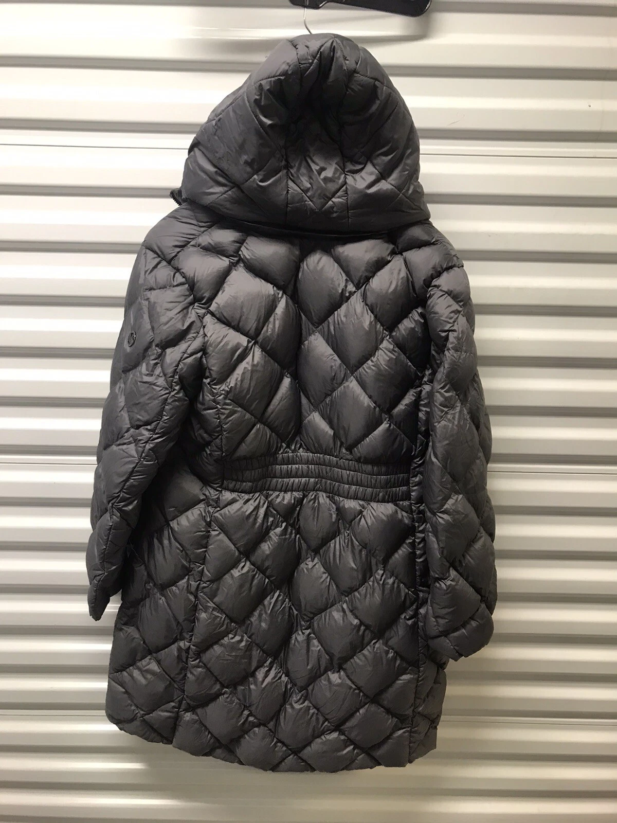 Michael Kors MK Coat Gunmetal (Grigio Scuro) Giacca Puffer Cappuccio Donna Taglia XL