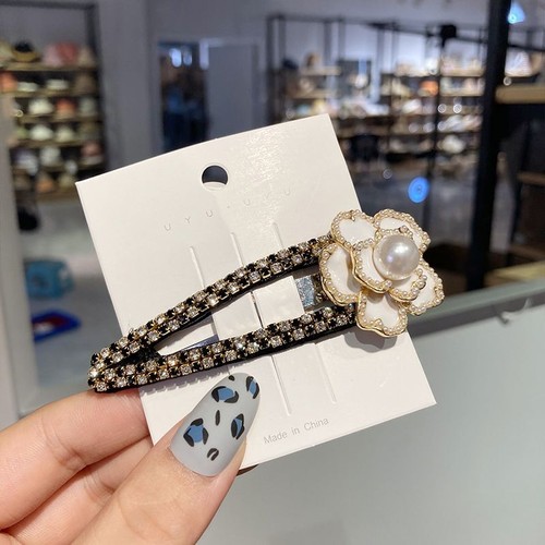 Clip per capelli Camelia Fiore Scintilla Strass Perla Retro Eleganti Accessori - Foto 12 di 13