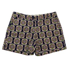Crown & Ivy Multicolor Geometric Medallion Chino Shorts Size 8 Cotton Spandex