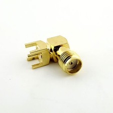 Gold RF Connector SMA Female Jack Right Angle PCB PC Board Mount Coaxial Adapter