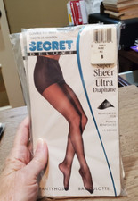 Secret Deluxe control top pantyhose super sheer sz B reinforced toe Nude sealed