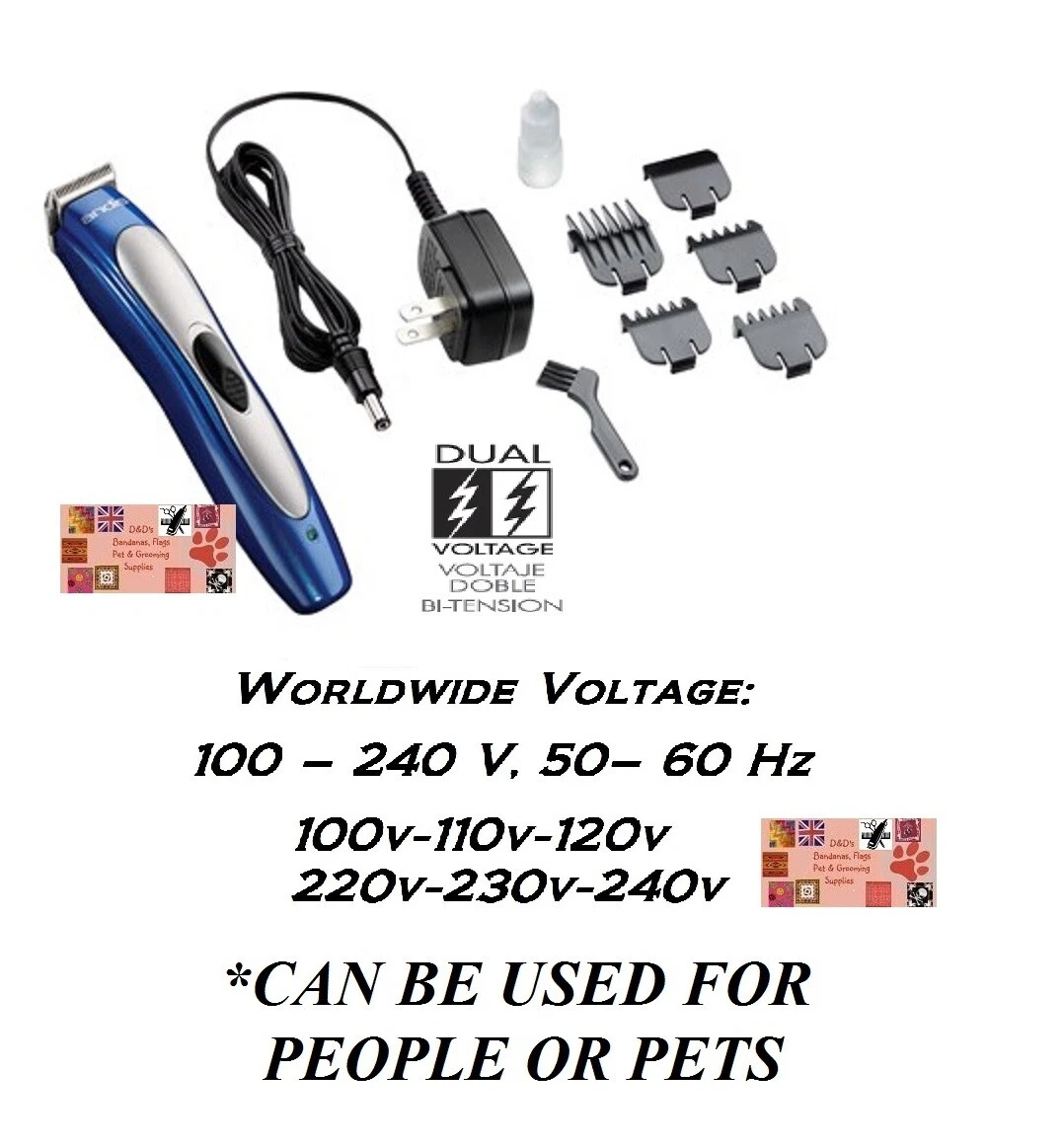Andis LI iON CORDLESS RECHARGEABLE TRIMMER&GUIDE Comb SET*Clipper FOR HUMAN&PET