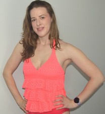 Circo Guava Berry Tiered Crochet Tankini Top Size Girls XL