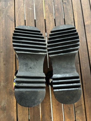 Farm Rio Black Embroidered Closed Toe Platform Sandals Shoes 8 US Made in Brazil - Picture 7 of 11