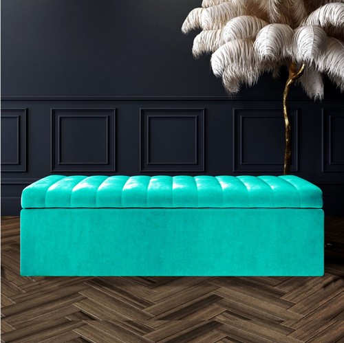 Safar Large Ottoman Storage Box, Blanket Box, Velvet Shoe Bench, Window Bench - Picture 51 of 91