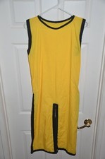 Knight sleeveless SCA Anstcara tunic costume bright yellow, black trim- small