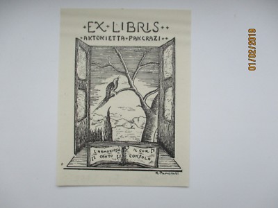 BOOKMARK EXLIBRIS BY PANCRAZI , BIRD ,0