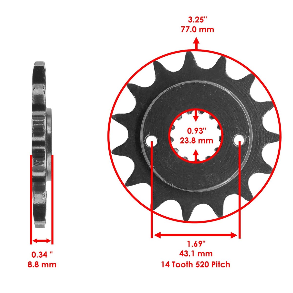 Caltric Gold O-Ring Drive Chain & Sprockets Kit For Kawasaki Ninja 250R EX250F 1988-2007
