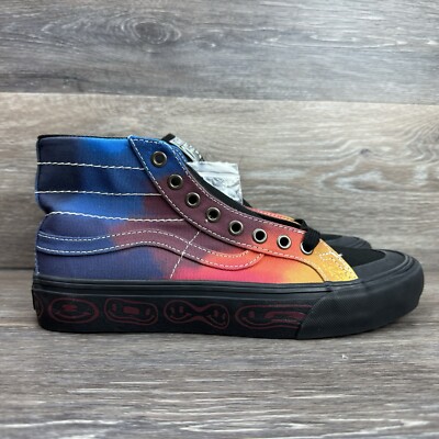 Vans Sk8-Hi 138 Decon Shoes Men Size 8 Women 9.5 Black Flame Off the wall Smiley