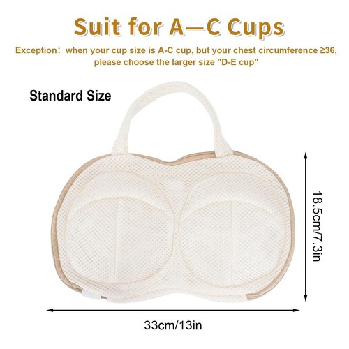 Bra Wash Bags 2Pcs Laundry Lingerie Brassiere Protector Beige A-C Cups Machine - Picture 3 of 7