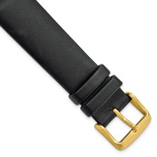 Gilden 20mm Black Padded No-Stitch Calfskin Gold-tone IP-plate Buckle Watch Band