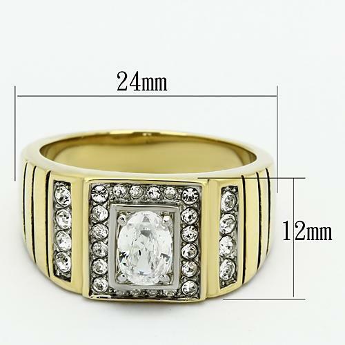 TK755 - Two-Tone IP Gold (Ion Plating) Stainless Steel Ring with AAA Grade CZ - Bild 2 von 4