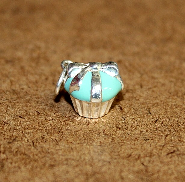 Tiffany & Co. Sterling Silver Blue Enamel Cupcake Charm w