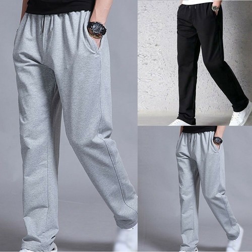 Uomo Casual Gamba Larga Pantaloni da Jogging Tuta Cargo Allenamento Con |  eBay