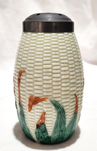 C1889 Joseph Locke Libby Glass Maize Corn Painted Sugar Shaker Caster Muffineer - Picture 4 of 15