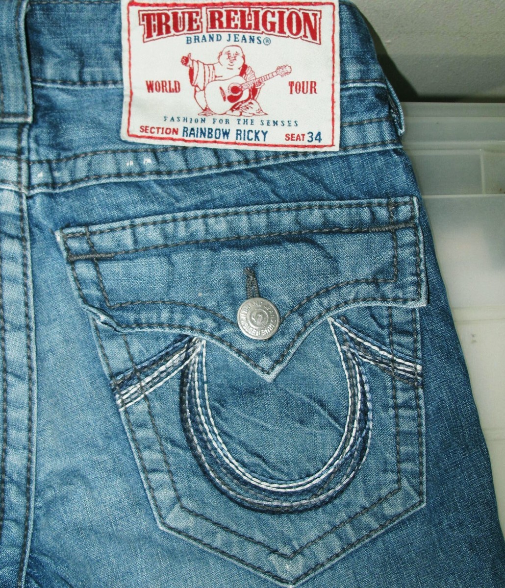 HOT USA Men's TRUE RELIGION 859 RICKY RAINBOW STRAIGHT Jeans 29