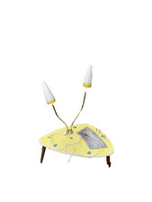 Designer Blumentisch Mosaik gelb,Blumngefäß ,Tütenlampe 50er Nierentisch Etagere