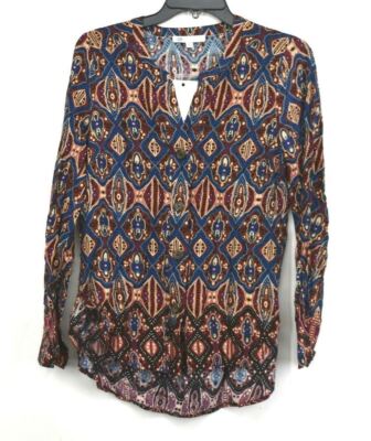 DR2 by Daniel Rainn Womens Split Neck Button Front Hi-Lo Long Sleeve Blouse XS