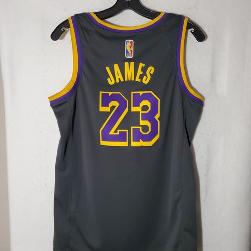 Nike Lakers LeBron James City Edition Swingman Authentic Jersey Men Small Grey - Picture 12 of 15