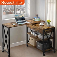 360° Rotatable Side Corner Desk L Shape Workstation Computer Table Multifunction