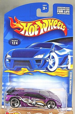 2001 Hot Wheels Collector No #124 LAMBORGHINI DIABLO Purple w/3Sp Unpainted Base