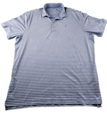 Johnnie-O Polo Shirt Mens XL Blue Striped Golf Performance Short Sleeve EUC