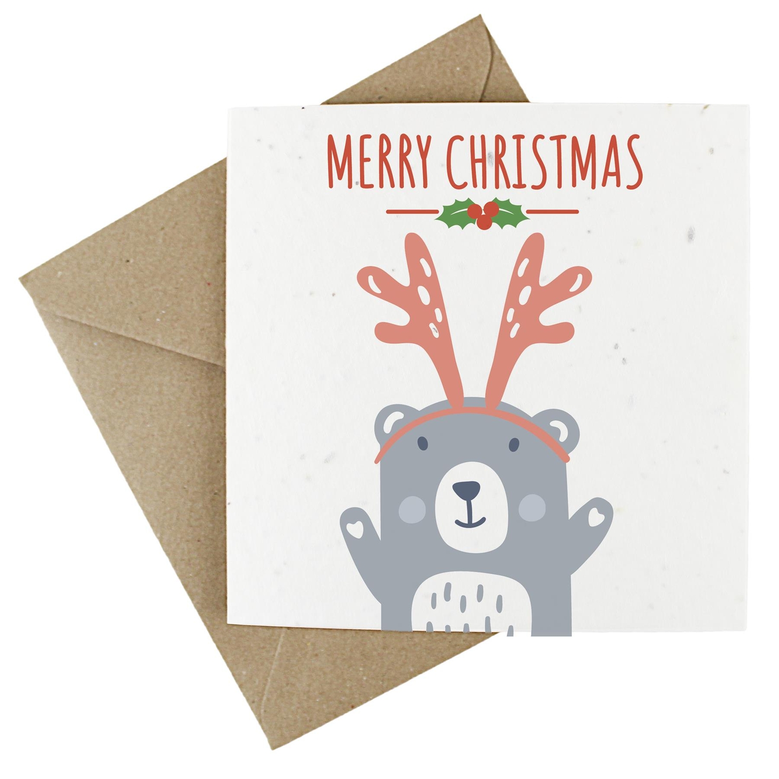 Bear Christmas Card - Seeded Wildflower Plantable Card - Merry Christmas 5pk