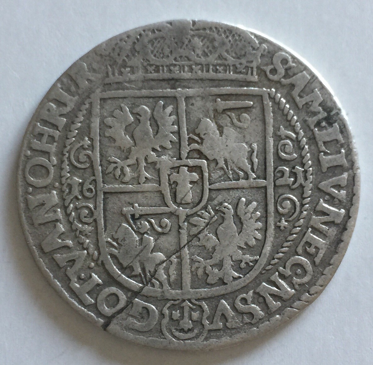 1621 Poland Sigismund III 1/4 Thaler Silver Coin Danzig / Bydgoszcz 6.5 grams