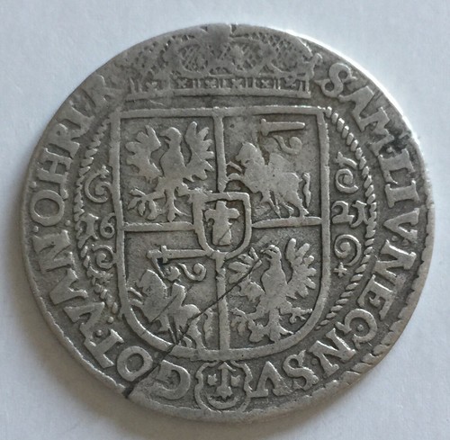 1621 Poland Sigismund III 1/4 Thaler Silver Coin Danzig / Bydgoszcz 6.5 grams - Picture 2 of 3