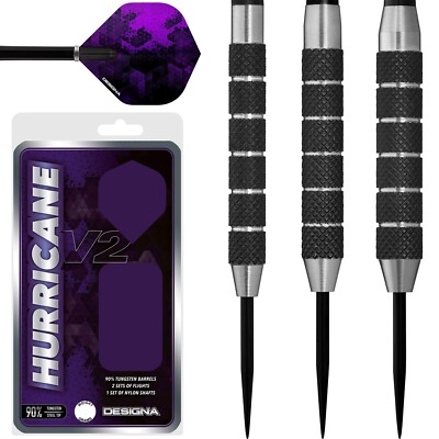 Designa Hurricane V2: Set Di Freccette Con Punta In Acciaio Al 90% Tungsteno – Include 6 Alette E 3 Aste In Nylon