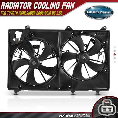 Dual Radiator Fan Assembly with Shroud for Toyota Highlander 2008-2010 V6 3.5L