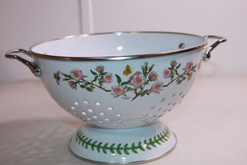Portmeirion Botanic Garden Enamel Colander/ Strainer~ Rosa Canna Dog Rose ~11"