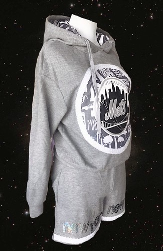 New York Mets 2pc hoodie + shorts set Gray “NYC” themed- sewing trim - Picture 3 of 7