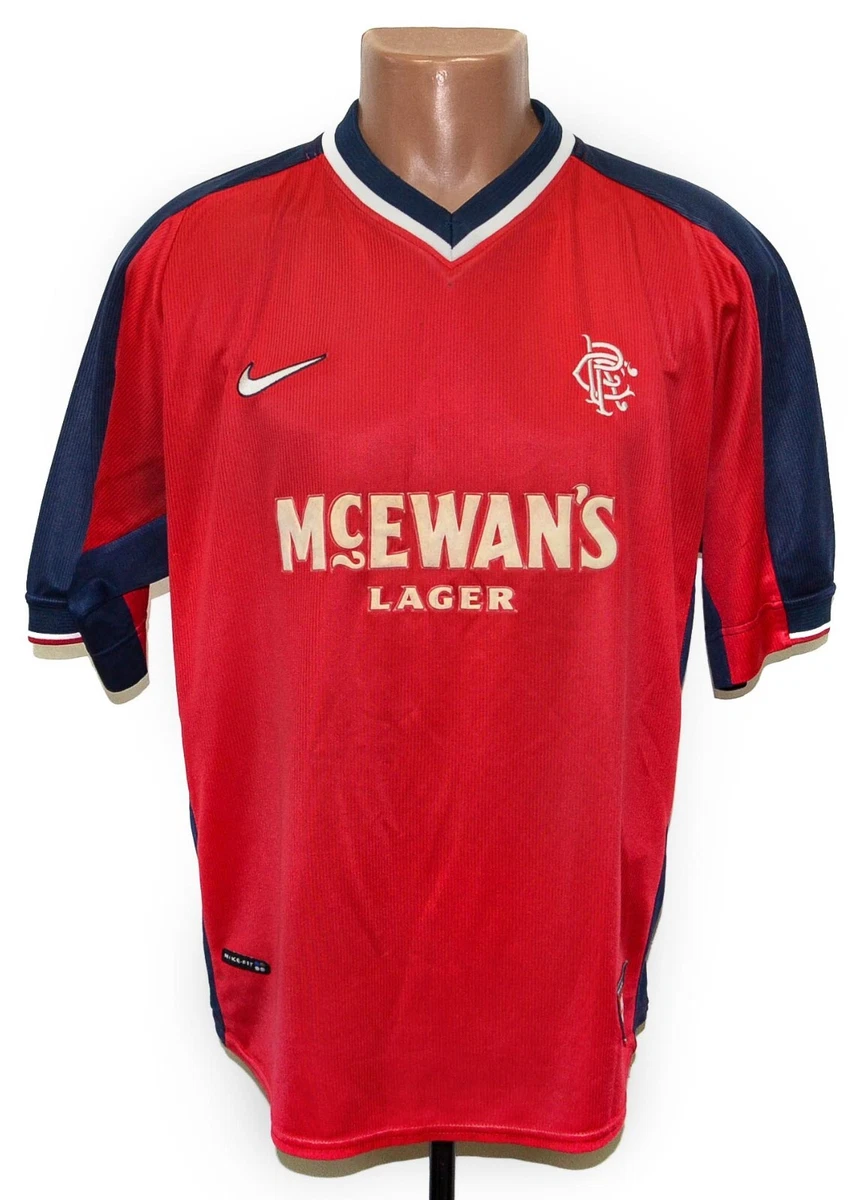 Maillot Glasgow Rangers 1998/1999 Away - Taille L - Rouge - Nike - Occasion En Très Bon état