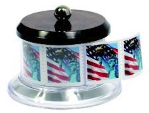 LETTER & POSTCARD POSTAGE STAMP HOLDER DISPENSER HOLDS FULL ROLL, NEW