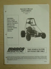 MANCO MODEL 388-38 GO KART PARTS LIST OPERATORS MANUAL CART